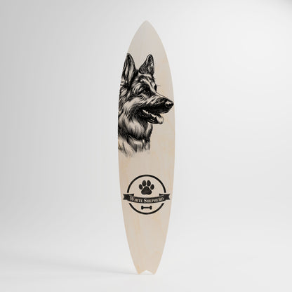 WHITE SHEPHERD DOG Decorative Plywood Surfboard