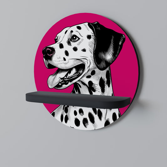 DALMATIAN SMILE Round Art Shelf In Black Finish
