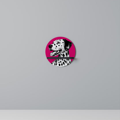 DALMATIAN SMILE Round Art Shelf In Black Finish