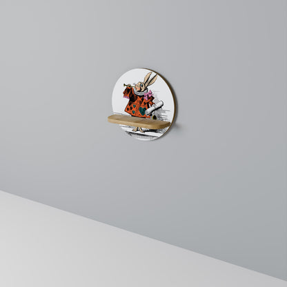 Mensola rotonda per arte CONIGLIO BIANCO COLORATO in effetto rovere