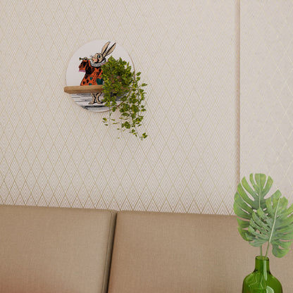 Mensola rotonda per arte CONIGLIO BIANCO COLORATO in effetto rovere