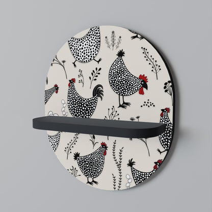 HAPPY HENS Oval Art Shelf In Black Finish