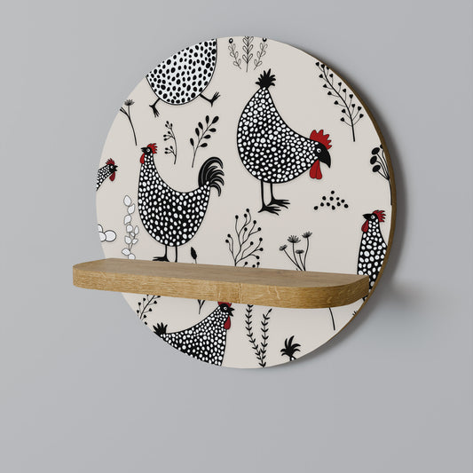 HAPPY HENS Mensola rotonda effetto rovere