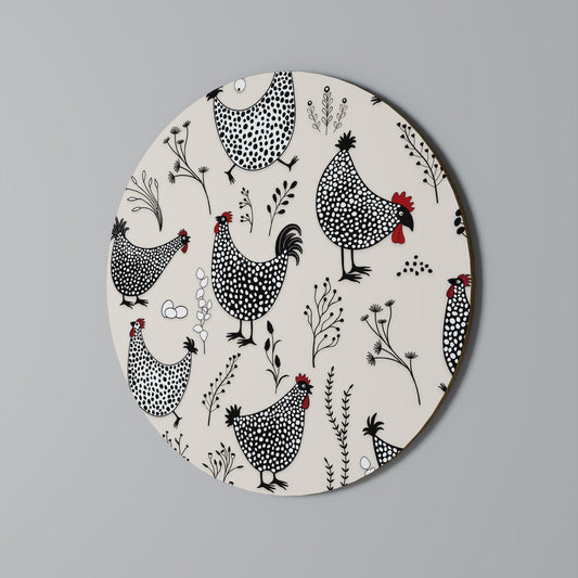Decorazione murale rotonda HAPPY HENS