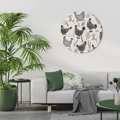 HAPPY HENS Round Wall Art