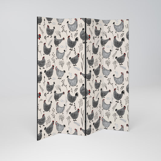 HAPPY HENS Decorative 4-Panel Room Divider