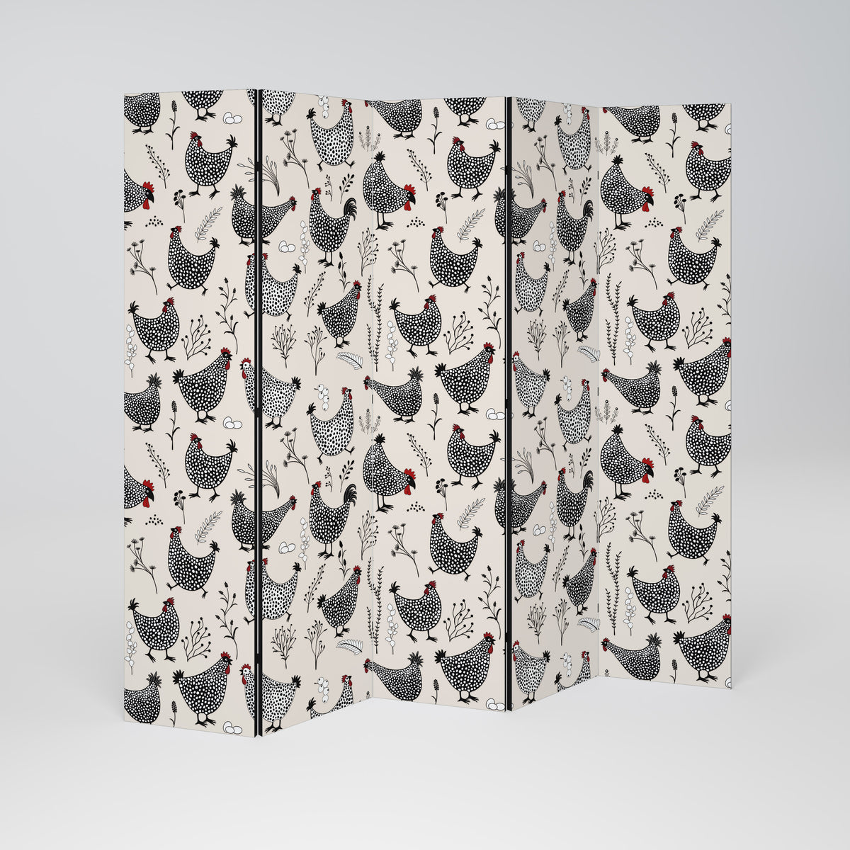 HAPPY HENS Paravento Decorativo a 5 Pannelli