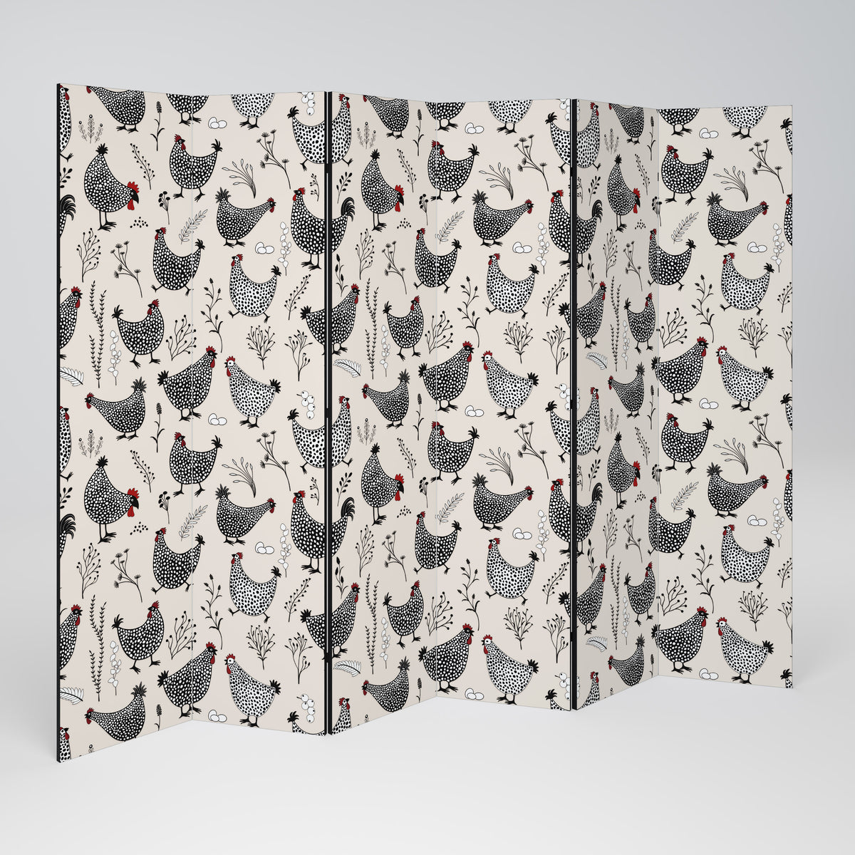 HAPPY HENS Paravento Decorativo a 6 Pannelli
