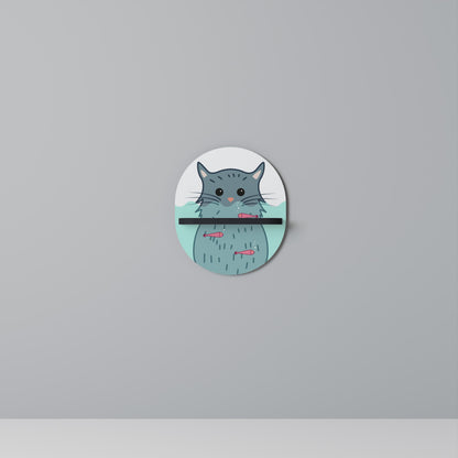 CAT SPLASH Oval Art Shelf In Black Finish