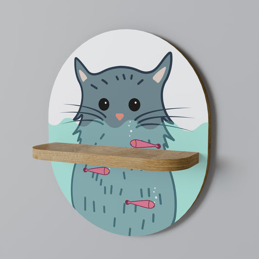 CAT SPLASH Mensola ovale in effetto rovere