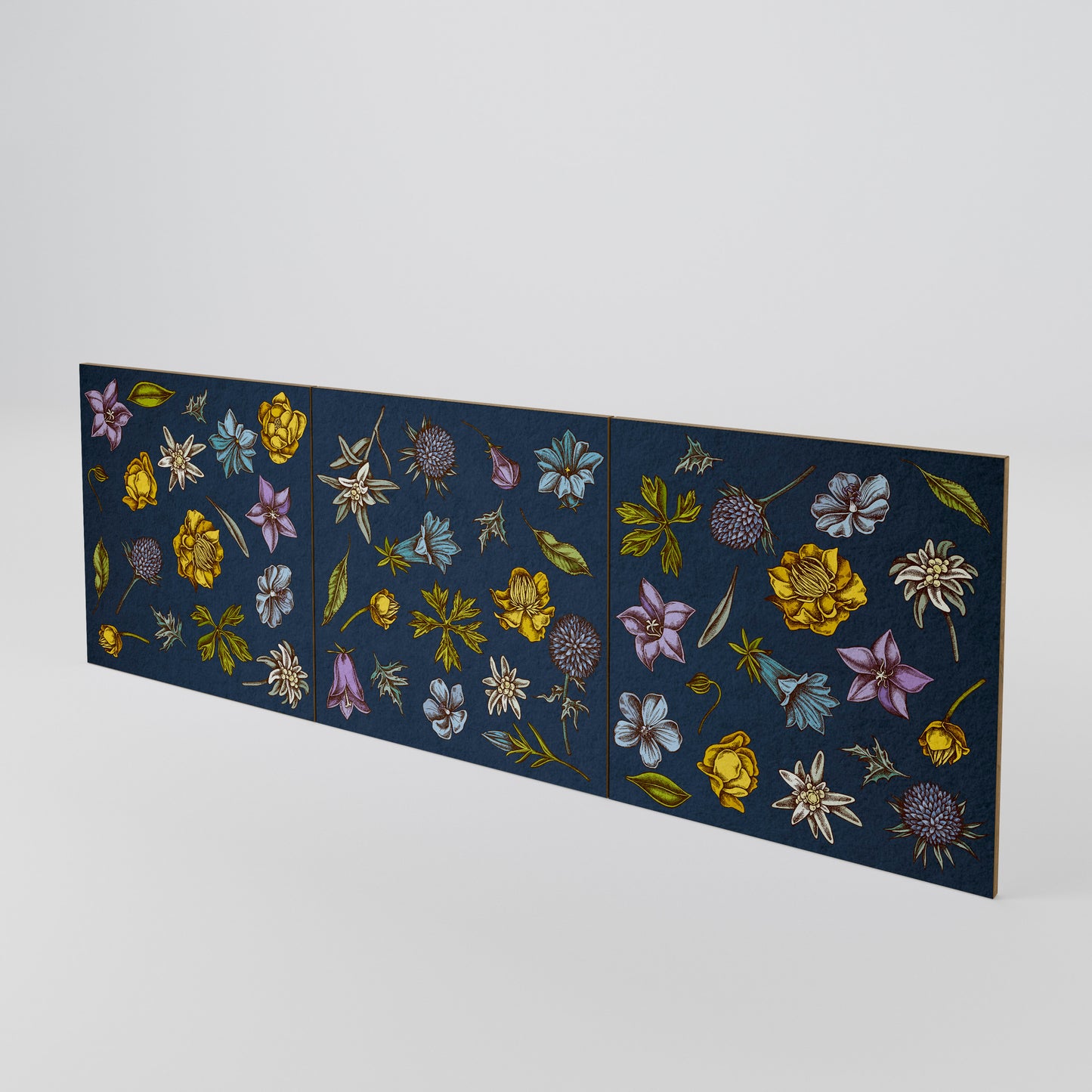 FLOWERS ON NAVY BLUE Set di 3 ante per madia