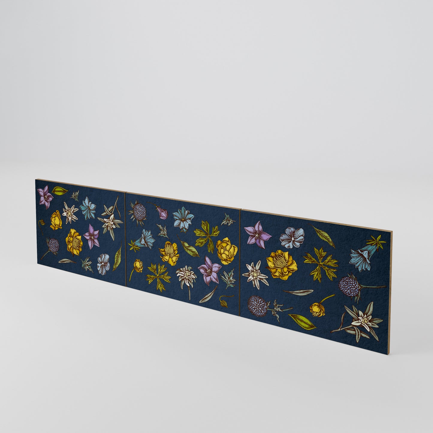 FLOWERS ON NAVY BLUE Set di 3 ante per mobile TV