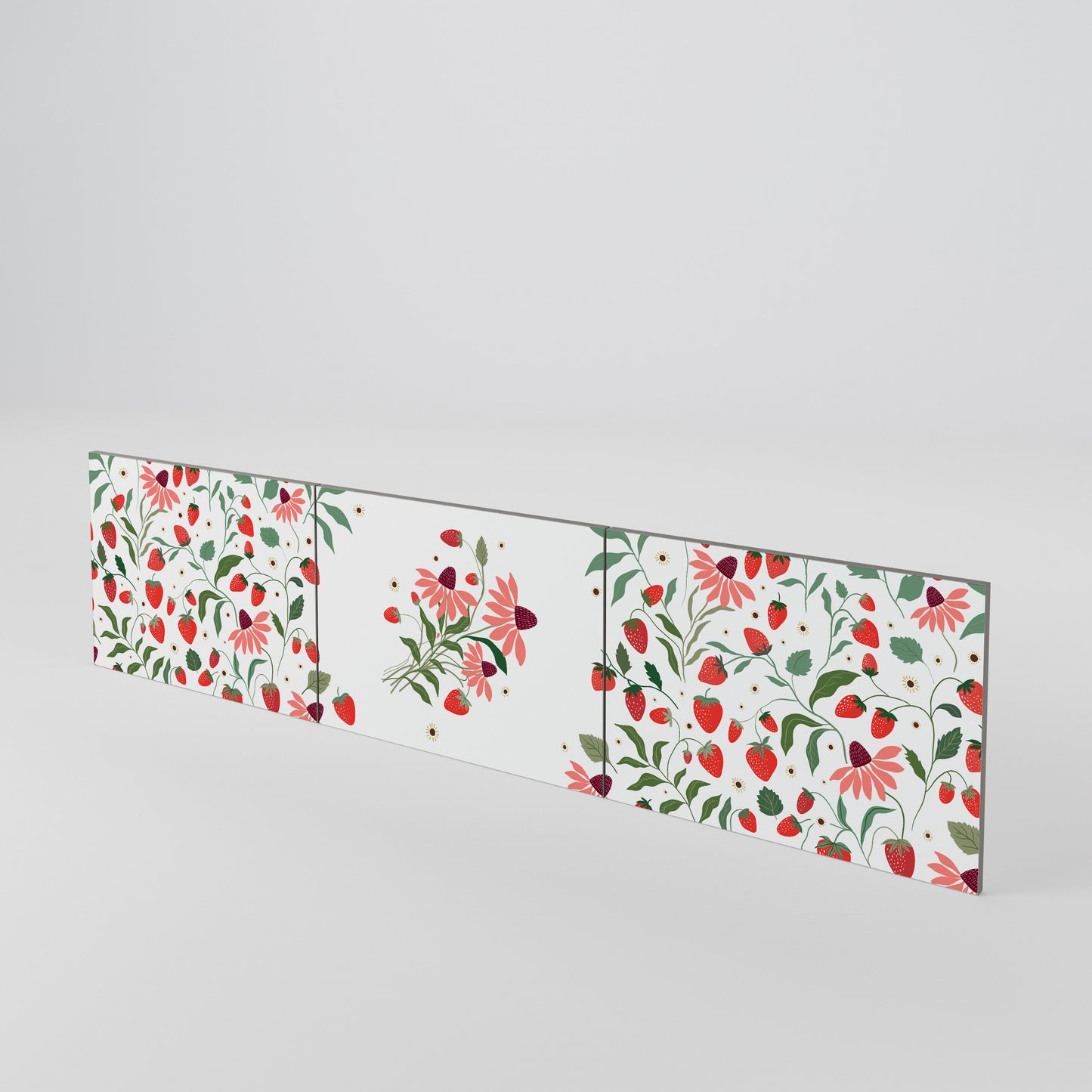 FLOWERS AND STRAWBERRIES Set di 3 ante per mobile TV