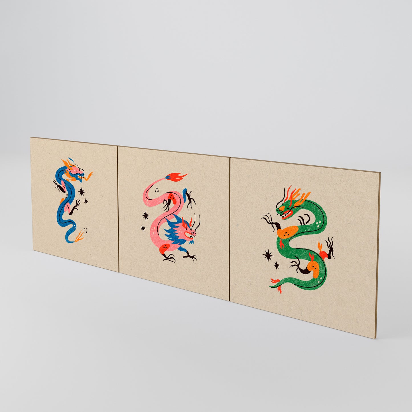 MYTHOLOGICAL CREATURES Set di 3 ante per madia