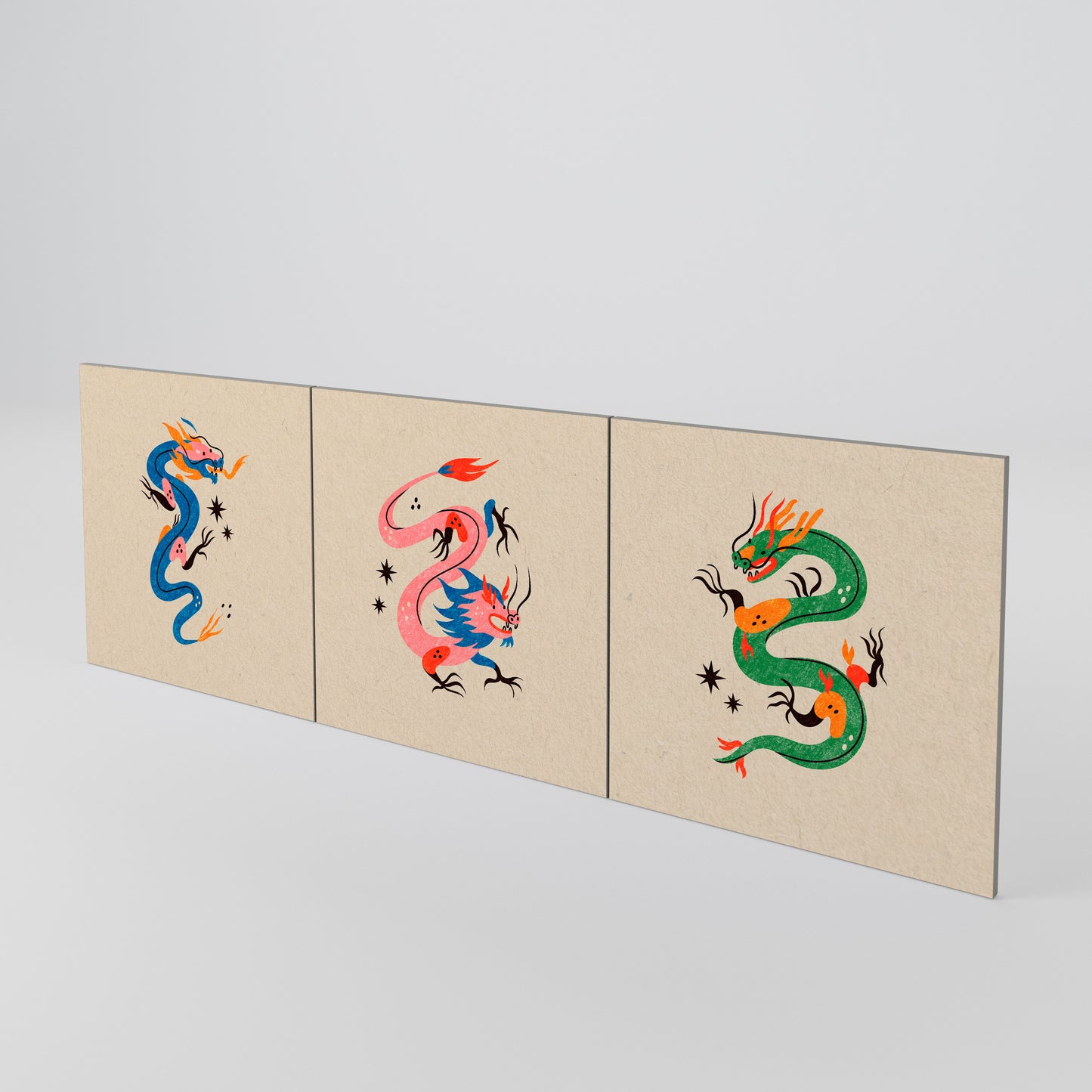 MYTHOLOGICAL CREATURES Set di 3 ante per madia