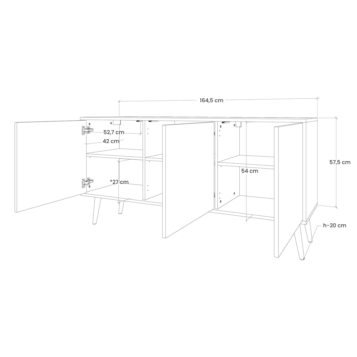 ABSTRACTION AND GEOMETRY 3-Door Sideboard in Grey Finish